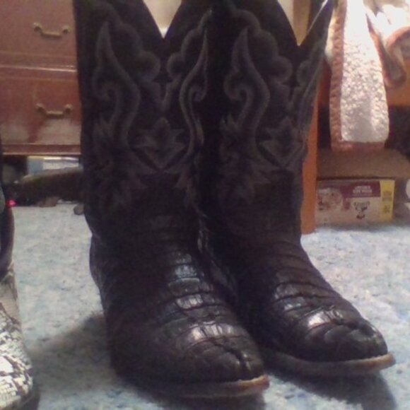 Rodeo Bravo exotic Caiman + unbranded python print Cowboy boots size 12 - Picture 1 of 16
